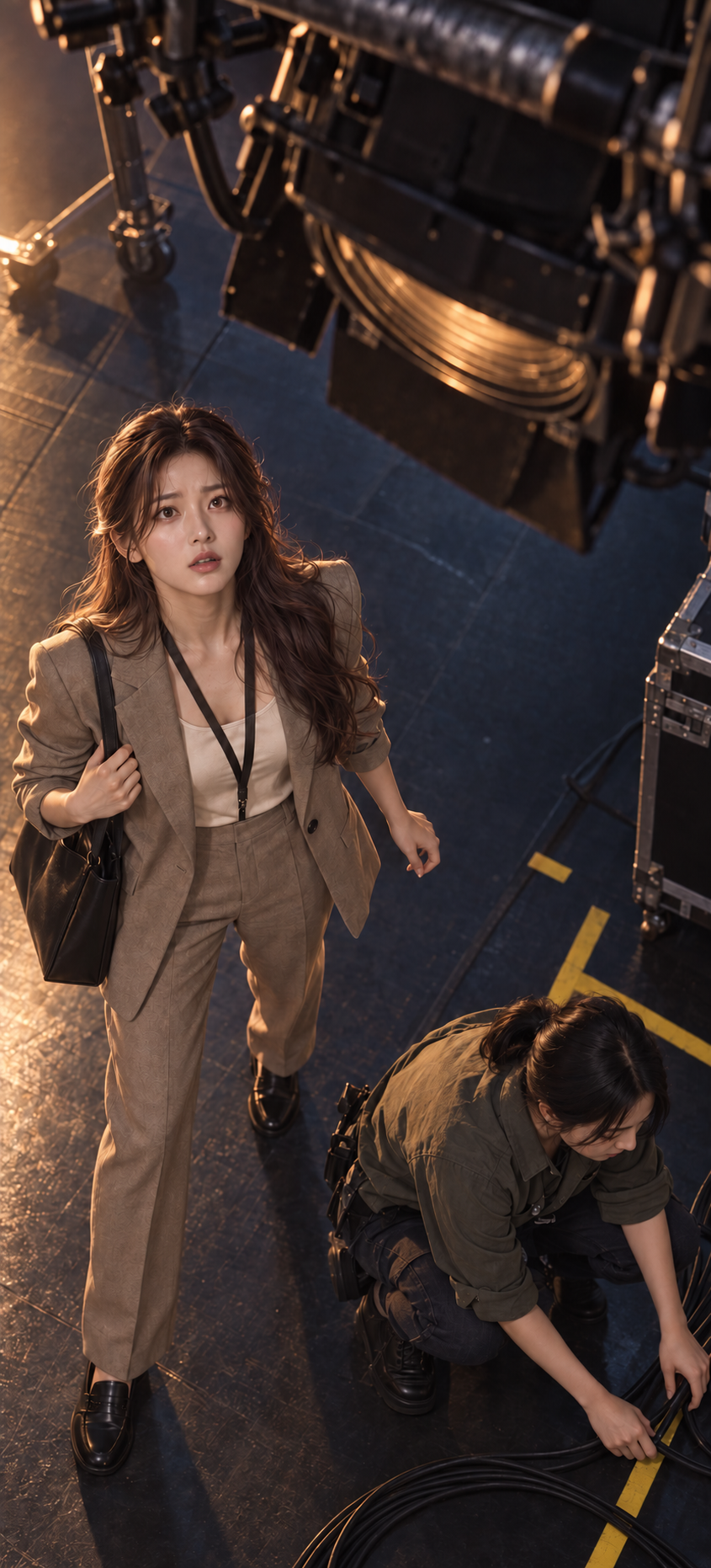 Hana looks up at the falling light.